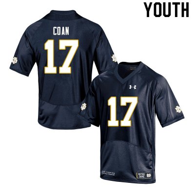 Notre Dame Fighting Irish Youth Jack Coan #17 Navy Under Armour Authentic Stitched College NCAA Football Jersey CRN6899OH